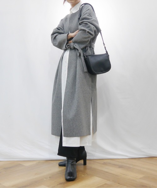 AZUL ENCANTO（アズールエンカント）の「ダブルフェイスノーカラーコート（その他アウター・レディース・ベージュ/ブラウン/グレー/アイボリー・FREE）」の14枚目の写真