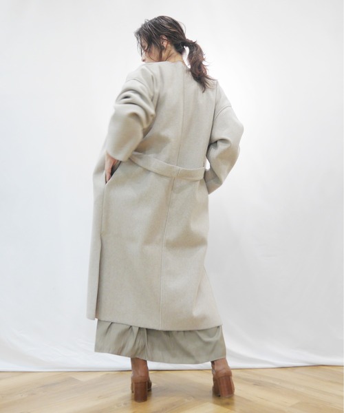 AZUL ENCANTO（アズールエンカント）の「ダブルフェイスノーカラーコート（その他アウター・レディース・ベージュ/ブラウン/グレー/アイボリー・FREE）」の20枚目の写真