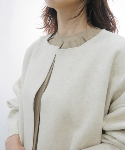 AZUL ENCANTO（アズールエンカント）の「ダブルフェイスノーカラーコート（その他アウター・レディース・ベージュ/ブラウン/グレー/アイボリー・FREE）」の8枚目の写真