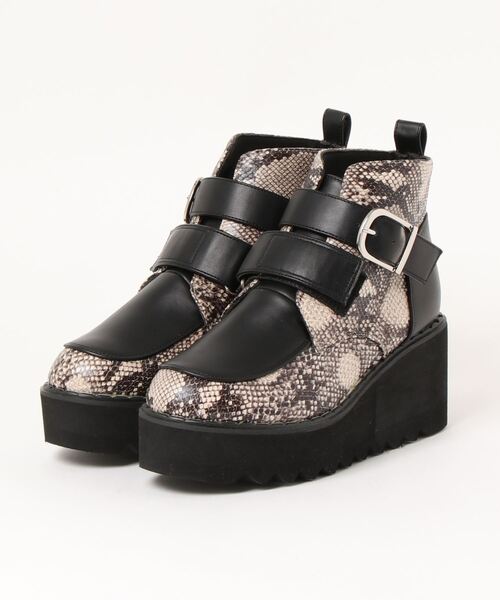 Elvis Luce（エルビスルーチェ）の「ElvisLuce(エルビスルーチェ) シャークソール厚底スニーカー ブーツ（ブーツ・レディース・ブラック/ガンメタ/ブラック系その他・LL/L/M/S）」の3枚目の写真