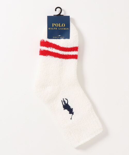 POLO RALPH LAUREN（ポロ ラルフ ローレン）の「POLO RALPH LAUREN レディース 日本製 ソフト口ゴム ゴム下フルパイル タオルタッチ ビッグロゴ ルームソックス 03228507（ソックス/靴下・レディース・ネイビー/オフホワイト/レッド系その他・22-24cm）」の2枚目の写真