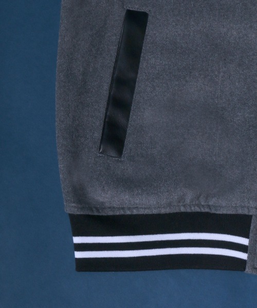 ANPAS(アンパス)の「Wool Melton Varsity Jacket/ウールメルトン 袖フェイクレザー スタジャン(スタジャン・メンズ・グレー/ブラック/ネイビー・M/L/XL)」の21枚目の写真
