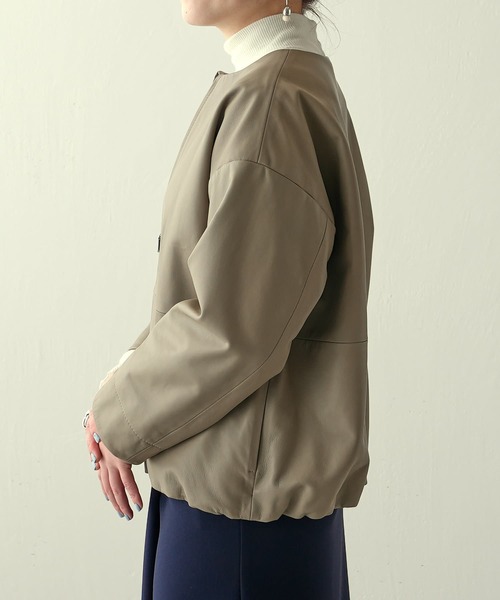 BEARDSLEY   レザージャケット ベージュ BEARDSLEY（ビアズリー）の「より滑らかな素材を使用 Newレザー