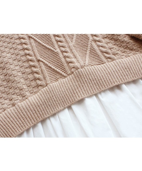 RUIRUE BOUTIQUE(ルイルエブティック)の「2way | 着脱ビックフリルカラー付きケーブルニットシャツ | ケーブルニット クルーネック トップス リブニット 長袖 ベーシック シンプル(ニット/セーター・レディース・ベージュ/杢グレー/アイボリー・M/L)」の7枚目の写真