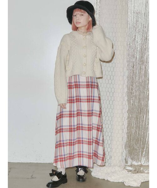 merry jenny（メリージェニー）の「flowerケーブルニットジャケット（カーディガン/ボレロ・レディース・ブラック/ブラウン/アイボリー・FREE）」の5枚目の写真