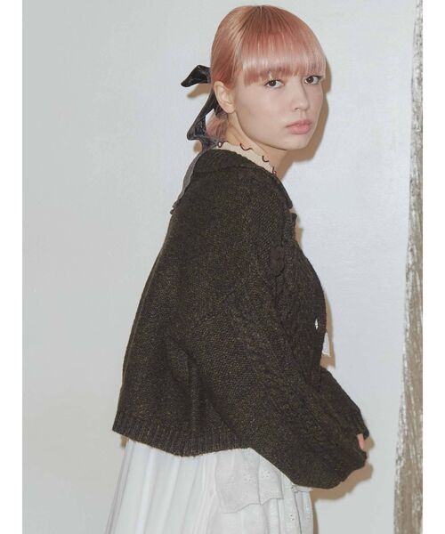 merry jenny（メリージェニー）の「flowerケーブルニットジャケット（カーディガン/ボレロ・レディース・ブラック/ブラウン/アイボリー・FREE）」の21枚目の写真