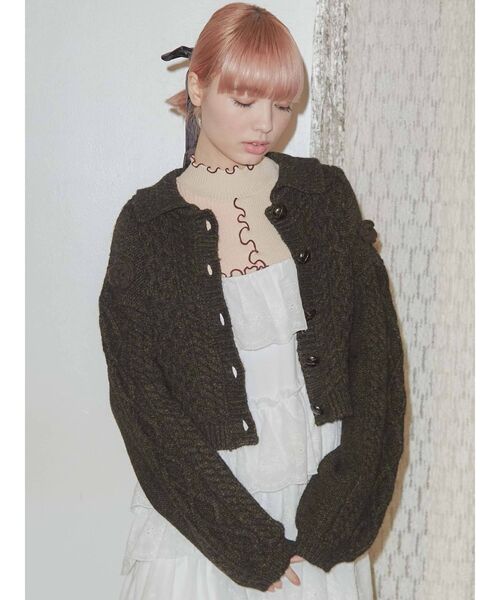 merry jenny（メリージェニー）の「flowerケーブルニットジャケット（カーディガン/ボレロ・レディース・ブラック/ブラウン/アイボリー・FREE）」の22枚目の写真