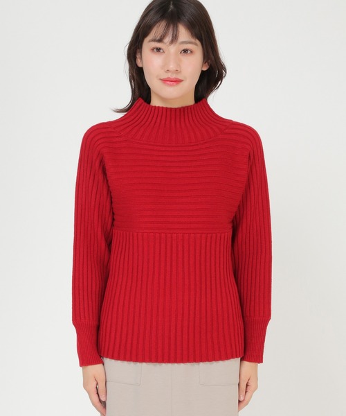 ikka（イッカ）の「7Gワイドリブ切り替えプルオーバー（ニット/セーター・レディース・ダークグリーン/ベージュ/レッド・M/L）」の13枚目の写真