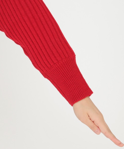 ikka（イッカ）の「7Gワイドリブ切り替えプルオーバー（ニット/セーター・レディース・ダークグリーン/ベージュ/レッド・M/L）」の10枚目の写真