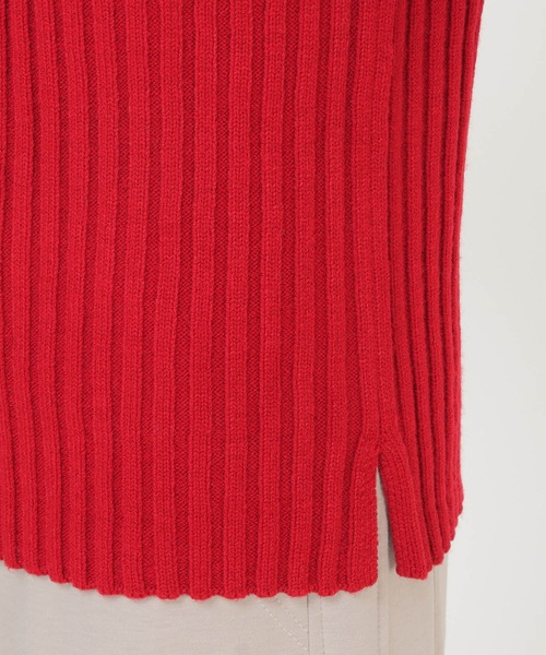 ikka（イッカ）の「7Gワイドリブ切り替えプルオーバー（ニット/セーター・レディース・ダークグリーン/ベージュ/レッド・M/L）」の6枚目の写真