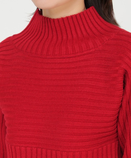 ikka（イッカ）の「7Gワイドリブ切り替えプルオーバー（ニット/セーター・レディース・ダークグリーン/ベージュ/レッド・M/L）」の12枚目の写真