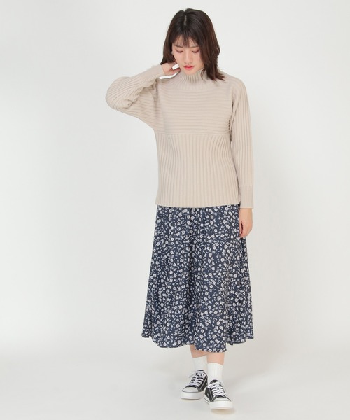 ikka（イッカ）の「7Gワイドリブ切り替えプルオーバー（ニット/セーター・レディース・ダークグリーン/ベージュ/レッド・M/L）」の7枚目の写真