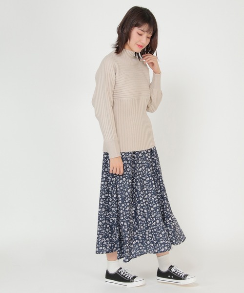 ikka（イッカ）の「7Gワイドリブ切り替えプルオーバー（ニット/セーター・レディース・ダークグリーン/ベージュ/レッド・M/L）」の9枚目の写真