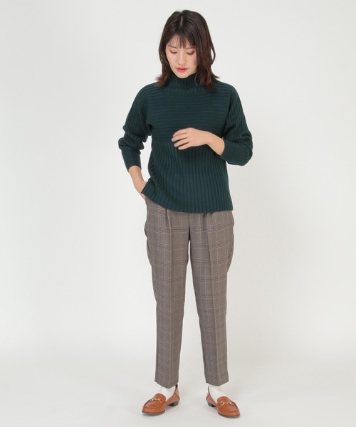 ikka（イッカ）の「7Gワイドリブ切り替えプルオーバー（ニット/セーター・レディース・ダークグリーン/ベージュ/レッド・M/L）」の5枚目の写真