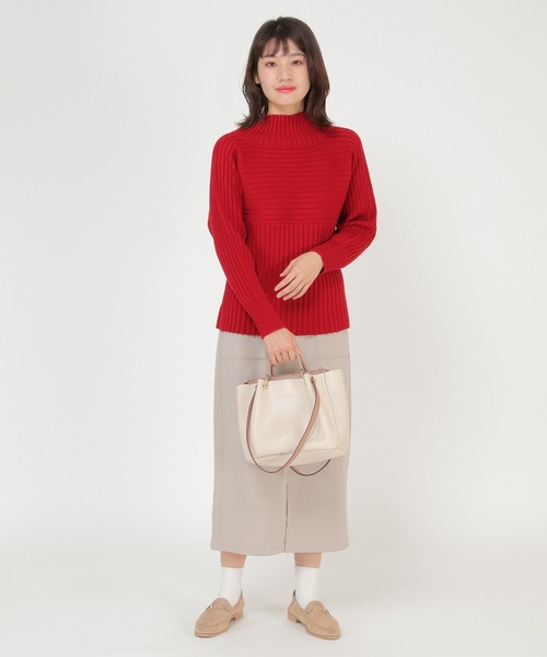 ikka（イッカ）の「7Gワイドリブ切り替えプルオーバー（ニット/セーター・レディース・ダークグリーン/ベージュ/レッド・M/L）」の14枚目の写真