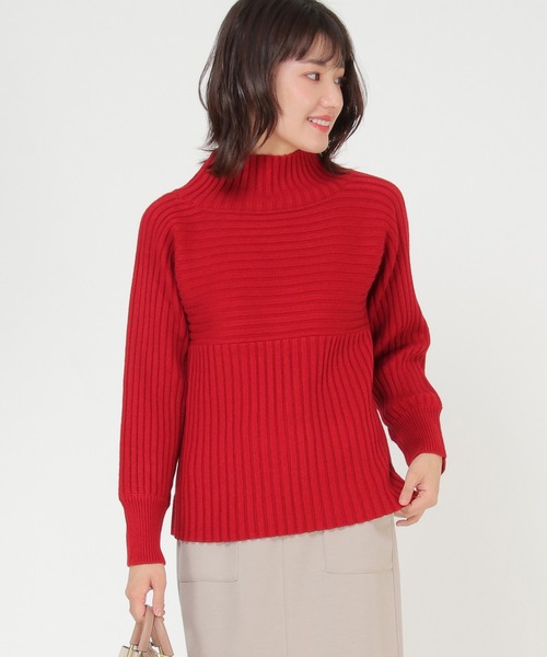 ikka（イッカ）の「7Gワイドリブ切り替えプルオーバー（ニット/セーター・レディース・ダークグリーン/ベージュ/レッド・M/L）」の17枚目の写真