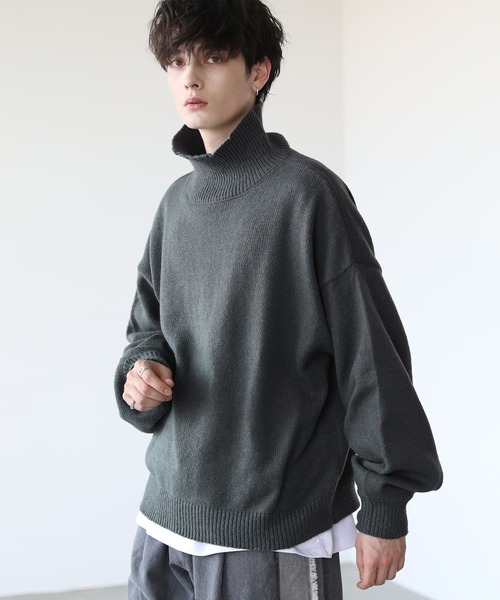 ASTRONOMY(アストロノミー)の「オーバーサイズウォッシャブル袖ボリュームタートルネックニット(ニット/セーター・メンズ・ブラック/ダークグリーン/ネイビー/ブラウン/チャコール/ベージュ系/グレー系/ブルーグレー/アイボリー/グレー・S/M/L/XL)」の20枚目の写真