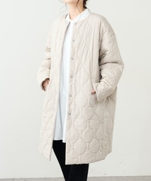 PUAL CE CIN | ウール混ライトモッサリバーシブルキルトコート(ノーカラーコート)