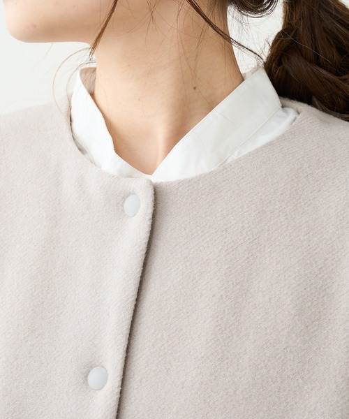 PUAL CE CIN（ピュアルセシン）の「ウール混ライトモッサリバーシブルキルトコート（ノーカラーコート・レディース・チャコールグレー/ベージュ/ライトベージュ・FREE）」の14枚目の写真