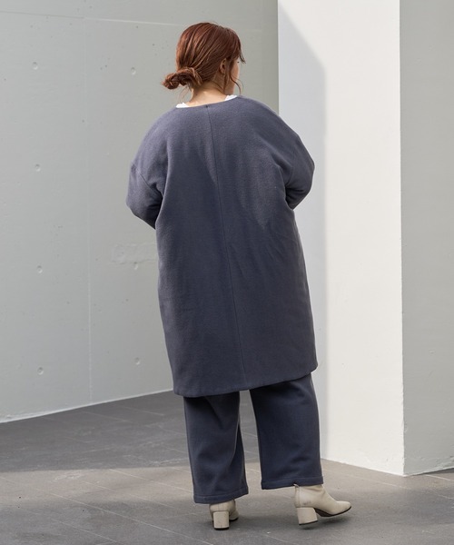 PUAL CE CIN（ピュアルセシン）の「ウール混ライトモッサリバーシブルキルトコート（ノーカラーコート・レディース・チャコールグレー/ベージュ/ライトベージュ・FREE）」の8枚目の写真