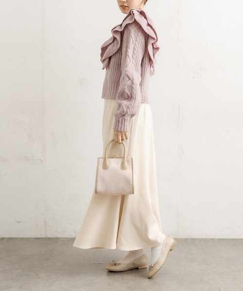 OLIVE des OLIVE（オリーブデオリーブ）の「フリルケーブルニット（ニット/セーター・レディース・ブラック/オフホワイト/ラベンダー・FREE）」の11枚目の写真