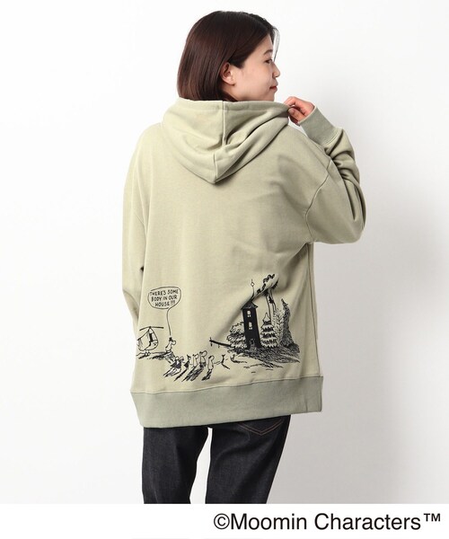 MOOMIN(ムーミン)の「◆MOOMIN ムーミン / バックプリント 裏毛フーディー(パーカー・レディース・ライトブルー/グレー/ベージュ/アイボリー/ブラック・99)」の4枚目の写真
