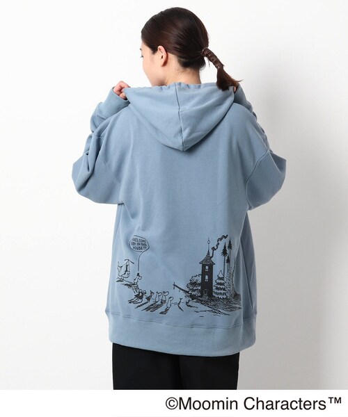 MOOMIN(ムーミン)の「◆MOOMIN ムーミン / バックプリント 裏毛フーディー(パーカー・レディース・ライトブルー/グレー/ベージュ/アイボリー/ブラック・99)」の5枚目の写真
