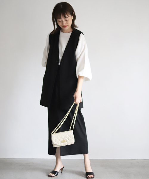 SLOBE IENA（スローブイエナ）の「リネンタイトスカート◆（スカート・レディース・ブラック/オレンジ/ベージュ・40/36/38）」の4枚目の写真