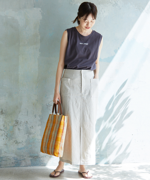 SLOBE IENA（スローブイエナ）の「リネンタイトスカート◆（スカート・レディース・ブラック/オレンジ/ベージュ・40/36/38）」の10枚目の写真