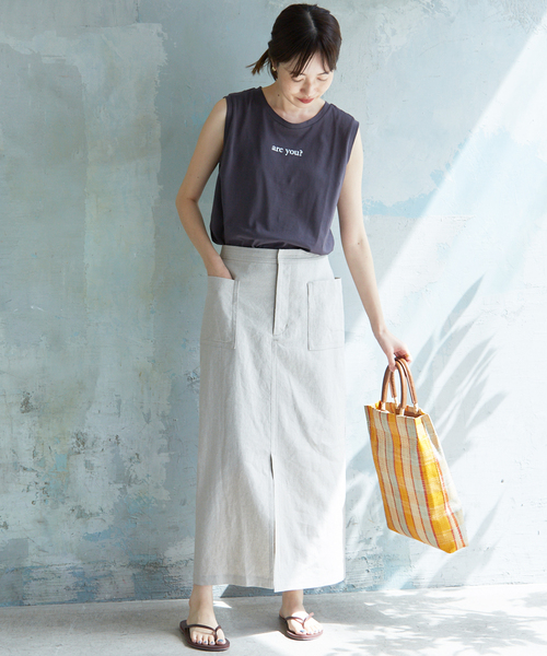 SLOBE IENA（スローブイエナ）の「リネンタイトスカート◆（スカート・レディース・ブラック/オレンジ/ベージュ・40/36/38）」の11枚目の写真