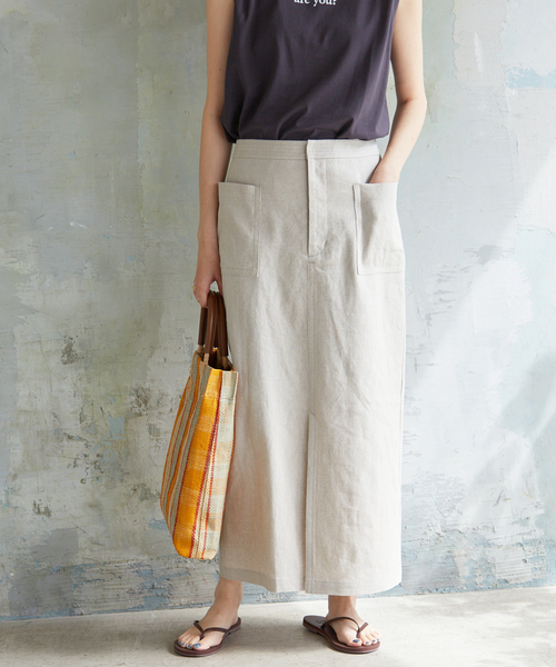 SLOBE IENA（スローブイエナ）の「リネンタイトスカート◆（スカート・レディース・ブラック/オレンジ/ベージュ・40/36/38）」の13枚目の写真