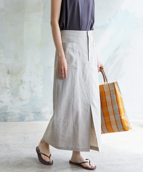 SLOBE IENA（スローブイエナ）の「リネンタイトスカート◆（スカート・レディース・ブラック/オレンジ/ベージュ・40/36/38）」の16枚目の写真