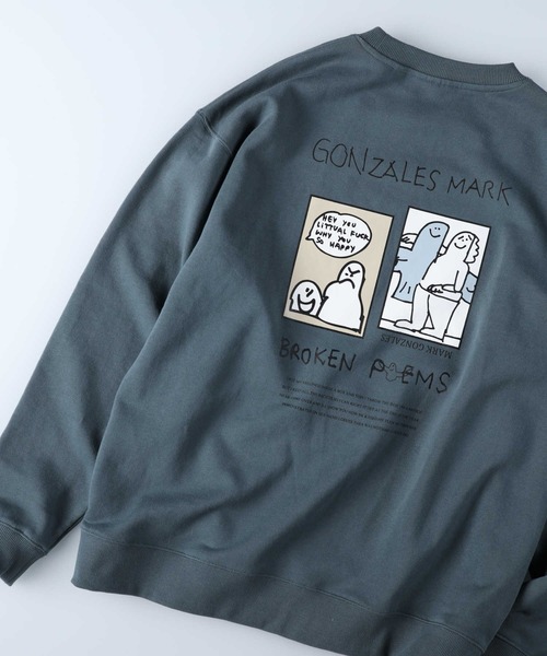 Mark Gonzales（マーク・ゴンザレス）の「【MARK GONZALES】イラストスウェットクルー（スウェット・メンズ・ケリーグリーン/パープル/ホワイト・M/L/XL/S）」の13枚目の写真