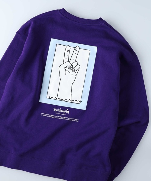 Mark Gonzales（マーク・ゴンザレス）の「【MARK GONZALES】イラストスウェットクルー（スウェット・メンズ・ケリーグリーン/パープル/ホワイト・M/L/XL/S）」の14枚目の写真