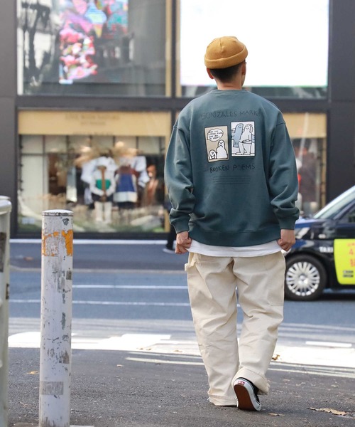 Mark Gonzales（マーク・ゴンザレス）の「【MARK GONZALES】イラストスウェットクルー（スウェット・メンズ・ケリーグリーン/パープル/ホワイト・M/L/XL/S）」の6枚目の写真