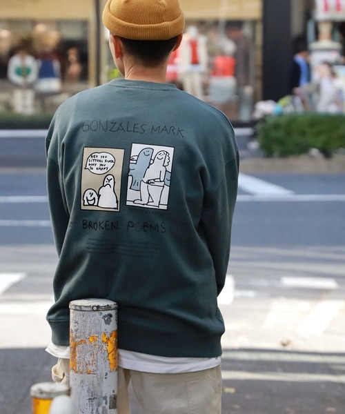 Mark Gonzales（マーク・ゴンザレス）の「【MARK GONZALES】イラストスウェットクルー（スウェット・メンズ・ケリーグリーン/パープル/ホワイト・M/L/XL/S）」の8枚目の写真