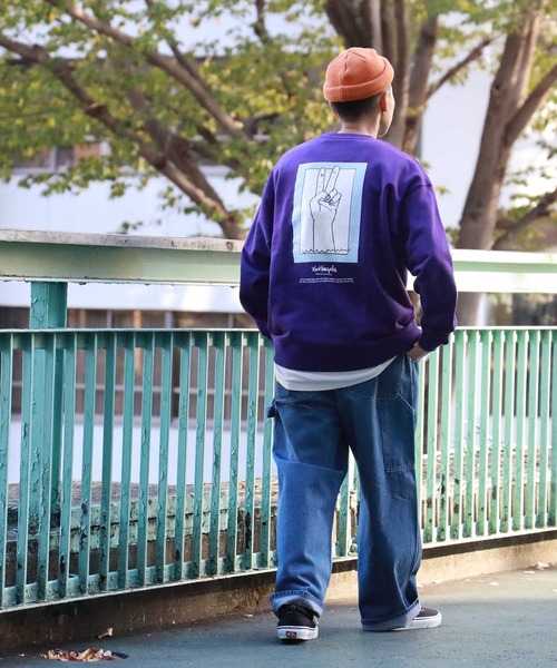 Mark Gonzales（マーク・ゴンザレス）の「【MARK GONZALES】イラストスウェットクルー（スウェット・メンズ・ケリーグリーン/パープル/ホワイト・M/L/XL/S）」の11枚目の写真