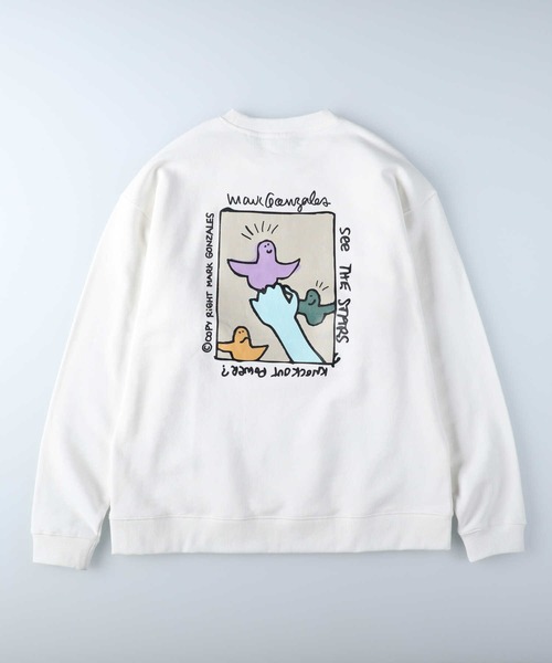 Mark Gonzales（マーク・ゴンザレス）の「【MARK GONZALES】イラストスウェットクルー（スウェット・メンズ・ケリーグリーン/パープル/ホワイト・M/L/XL/S）」の16枚目の写真