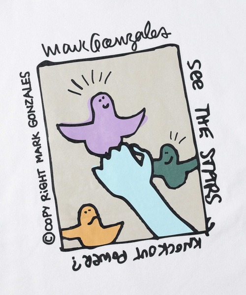 Mark Gonzales（マーク・ゴンザレス）の「【MARK GONZALES】イラストスウェットクルー（スウェット・メンズ・ケリーグリーン/パープル/ホワイト・M/L/XL/S）」の18枚目の写真