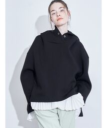 ELENDEEK | アシメヘムブラウスフードダブルジャージー(パーカー)