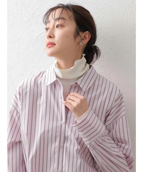 Green　Parks（グリーンパークス）の「カワイイストライプBigシャツ（シャツ/ブラウス・レディース・ピンク/イエロー/ブルー/グリーン・FREE）」の6枚目の写真