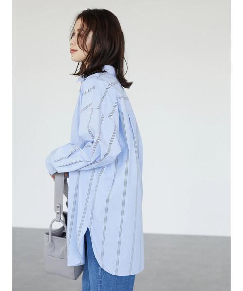 Green　Parks（グリーンパークス）の「カワイイストライプBigシャツ（シャツ/ブラウス・レディース・ピンク/イエロー/ブルー/グリーン・FREE）」の13枚目の写真