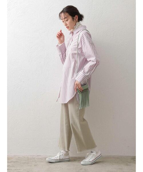 Green　Parks（グリーンパークス）の「カワイイストライプBigシャツ（シャツ/ブラウス・レディース・ピンク/イエロー/ブルー/グリーン・FREE）」の21枚目の写真