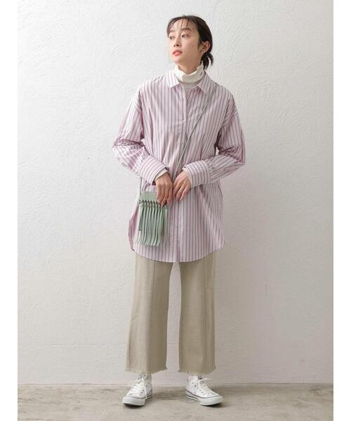 Green　Parks（グリーンパークス）の「カワイイストライプBigシャツ（シャツ/ブラウス・レディース・ピンク/イエロー/ブルー/グリーン・FREE）」の22枚目の写真