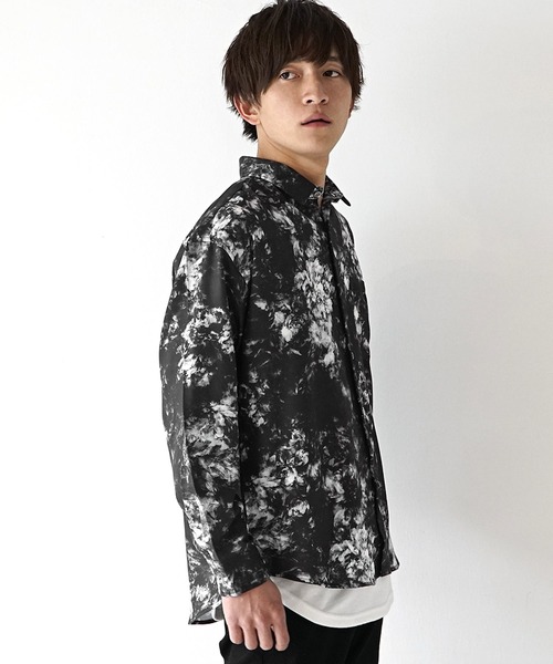 MinoriTY】とろみジョーゼットリラックス長袖シャツ オーバー