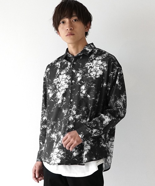 セール】【MinoriTY】とろみジョーゼットリラックス長袖シャツ