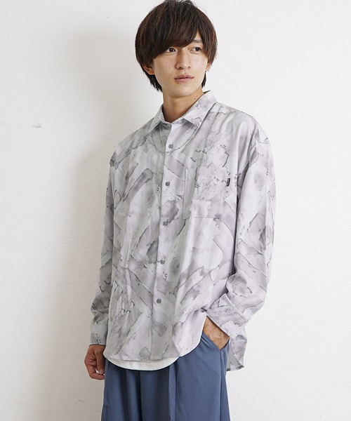 MinoriTY】とろみジョーゼットリラックス長袖シャツ オーバー