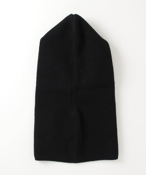 Chikashitsu +（チカシツプラス）の「【Chikashitsu +/チカシツプラス】knit balaclava hoodie/ニットバラクラバ ニットフーディ フードウォーマー ニット帽 バラクラバ フェイクフーディ（ニットキャップ/ビーニー・メンズ・ブラック・ONE SIZE）」の2枚目の写真