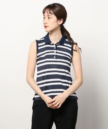 BRIEFING | 【ブリーフィングゴルフ】WOMENS STRIPE NO SLEEVE POLO/ウィメンズストライプノースリーブ(ポロシャツ)