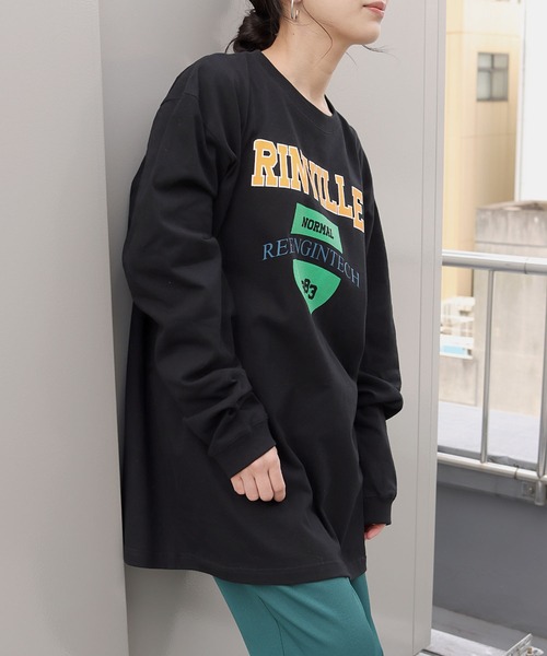 HER CLOSET(ハークローゼット)の「【shemoshelly】WEB限定ビッグシルエットカレッジロゴロンT【ユニセックス】(Tシャツ/カットソー・レディース・ホワイト/チャコールグレー/ブラック/ネイビー/グリーン/杢グレー・M/L/XL)」の17枚目の写真